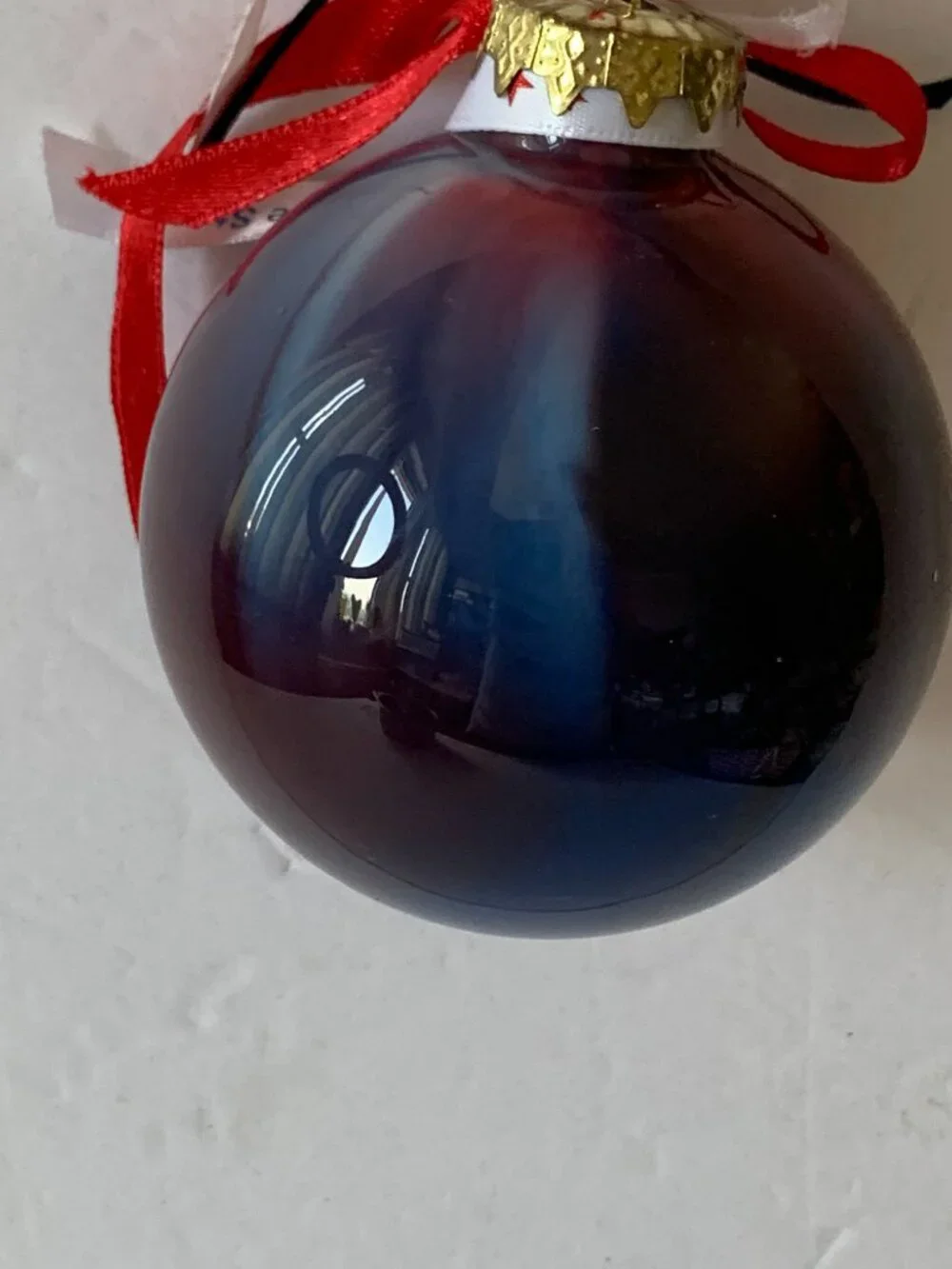 UNITED WE STAND GLASS RED BLUE BALL PATRIOTIC CHRISTMAS ORNAMENT